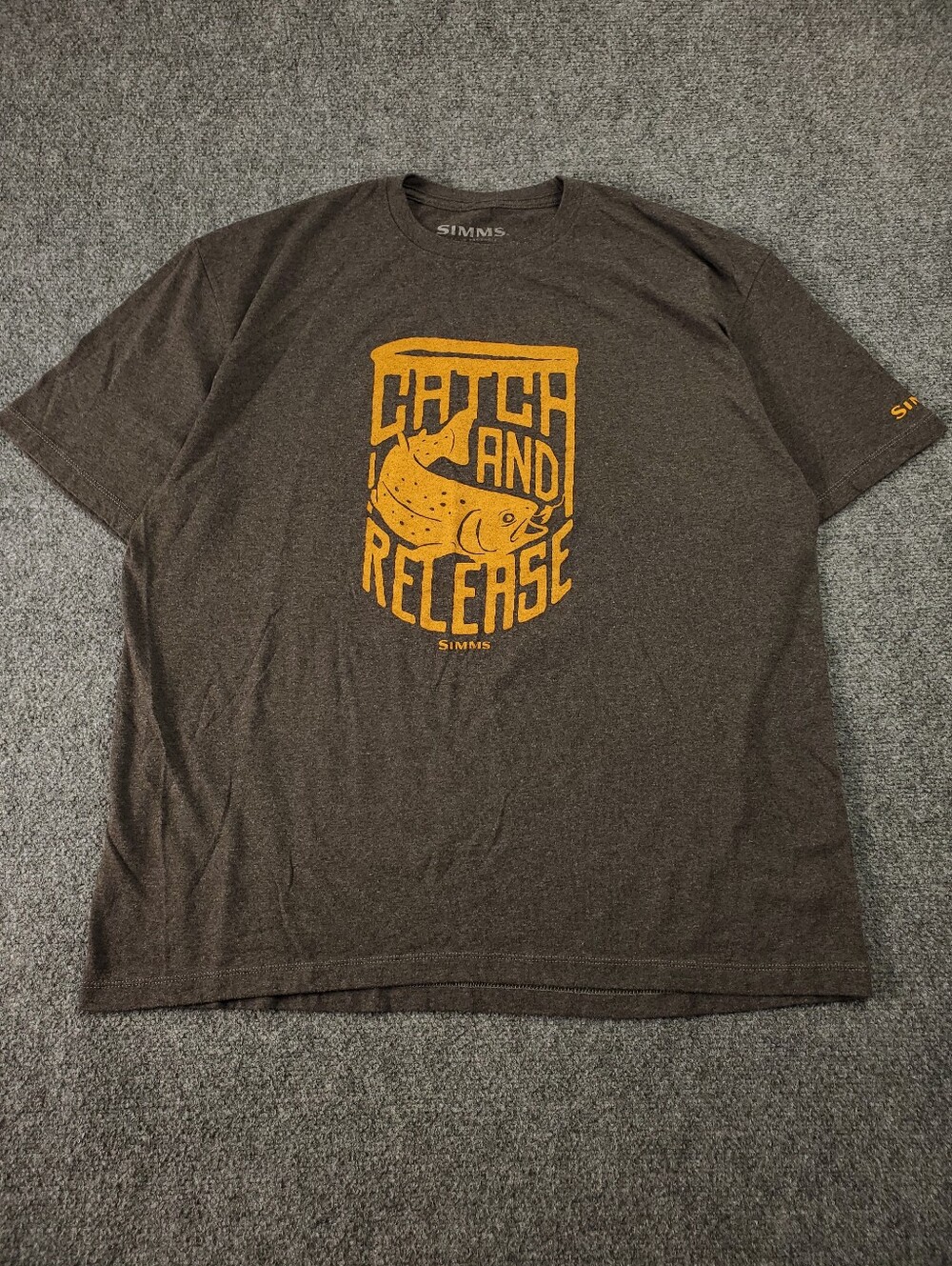 Simms Fishing Catch Release Trout Graphic T Shirt XL Gray Short Sleeve Angler - Picture 6 of 6
